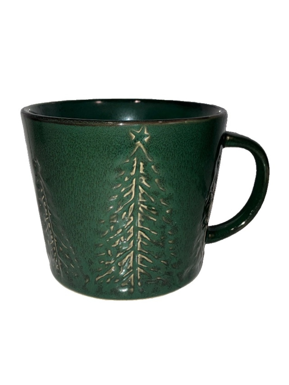 Pier 1 Imports SPRUCE TREE 19oz Mug Forest Green Stoneware Rustic Nordic Holiday